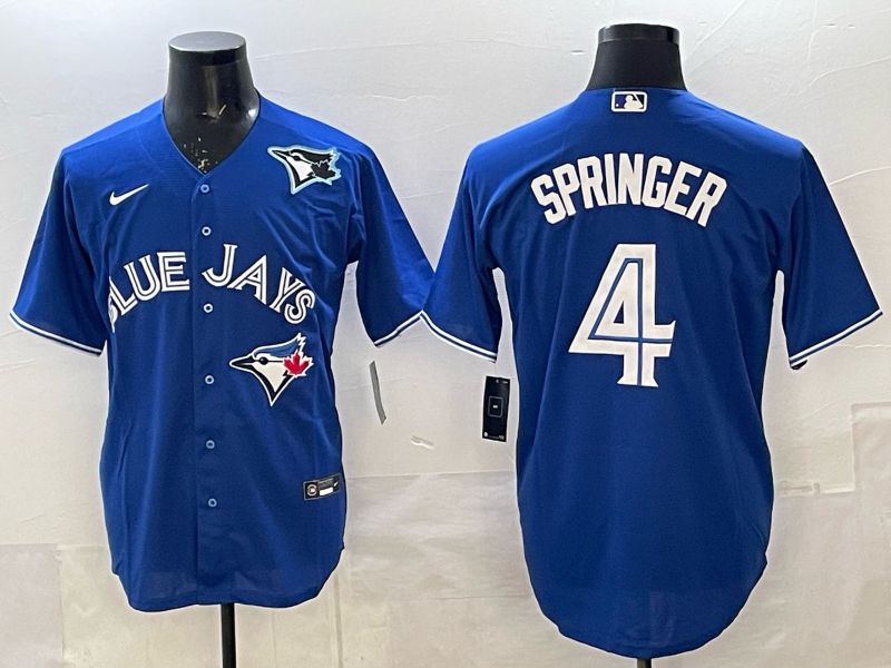 Men 2025 Toronto Blue Jays #4 Springer Blue Game Nike MLB Jersey style 06